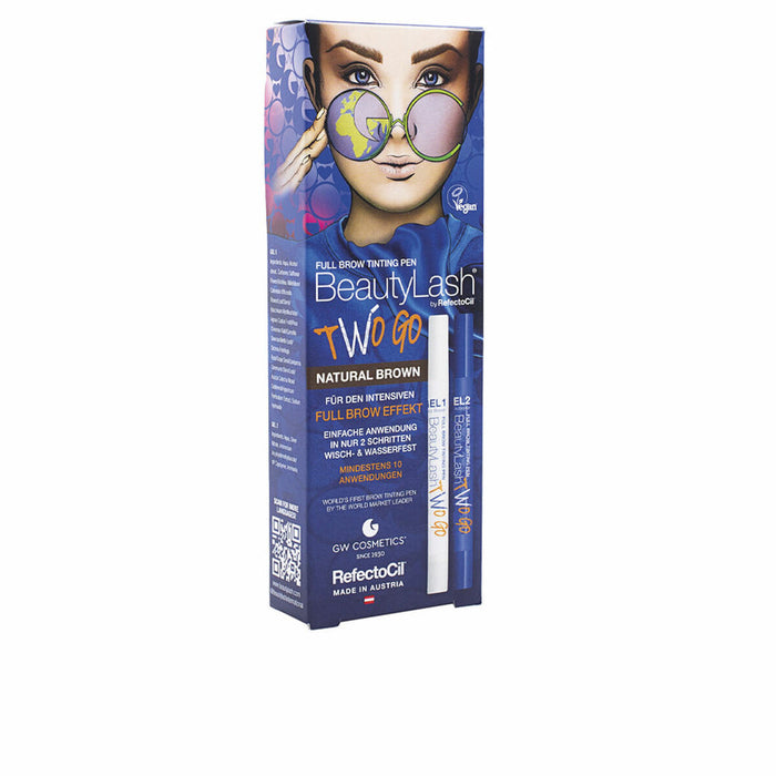 Vopsea pentru sprâncene RefectoCil BeautyLash Two Go Natural Brown 2 Piese