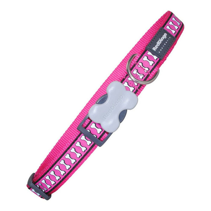Zgardă pentru câini Red Dingo Reflectorizant/ă Oase Fucsia (1,5 x 24-36 cm)
