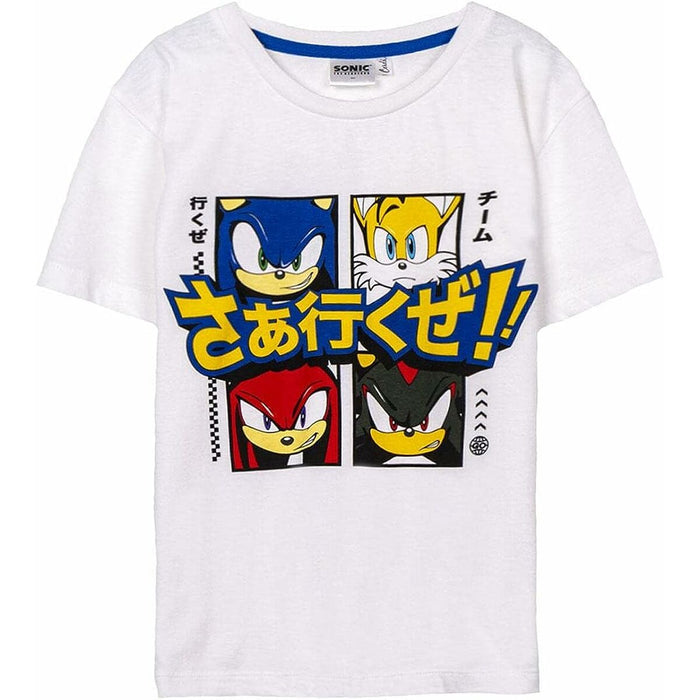 Tricou cu Mânecă Scurtă pentru Copii Sonic Alb