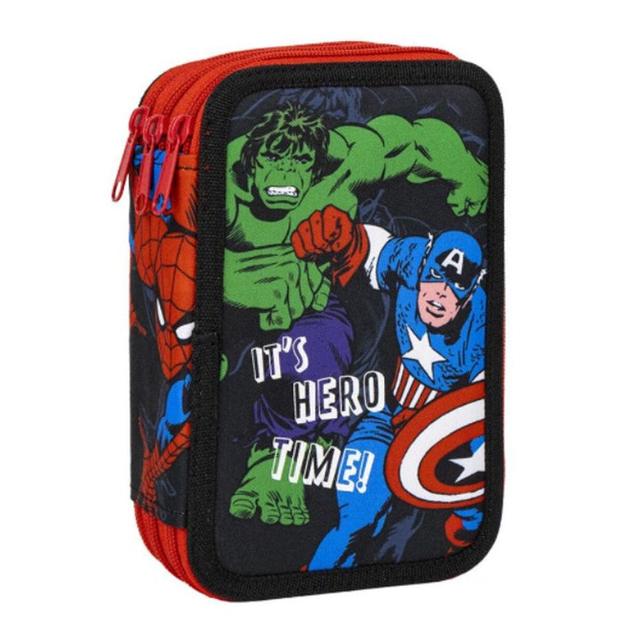Penar Triplu The Avengers Roșu Negru 13,5 x 7,5 x 20 cm