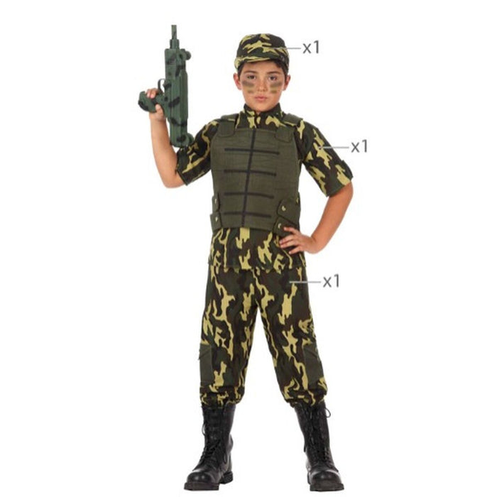 Costum Deghizare pentru Copii 10954 Camuflaj Verde (4 Piese)