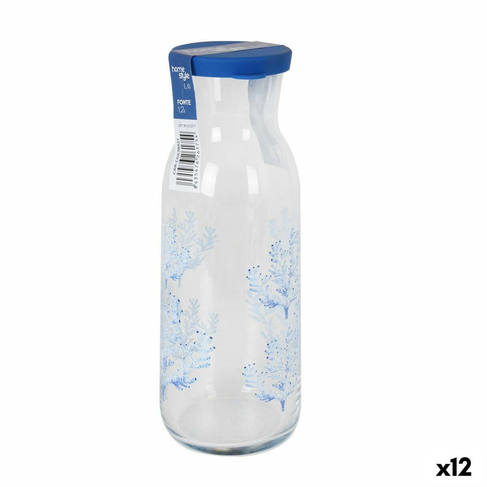 Sticlă din sticlă Home Style Living Coral Cu Capac 1,2 L (12 Unități)