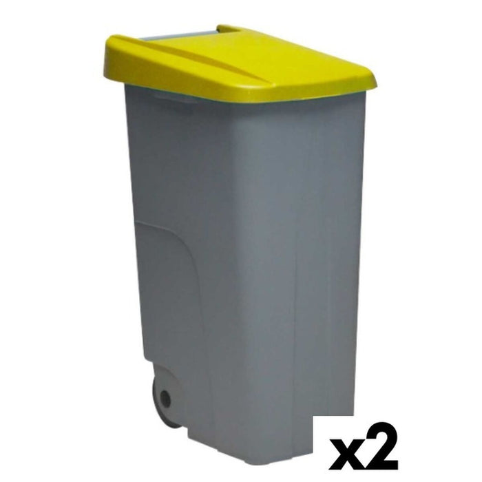 Găleată pentru gunoi, cu roți Denox 85 L Galben 58 x 41 x 76 cm