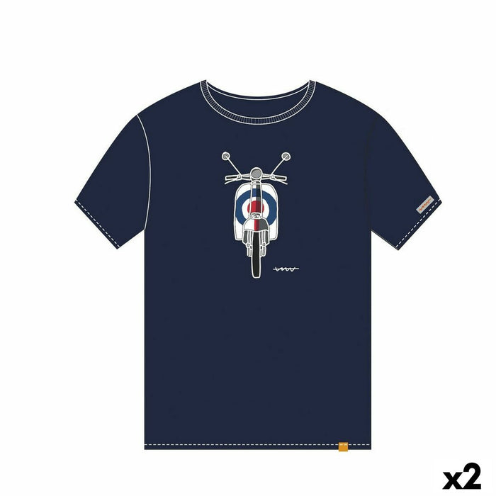 Tricou cu Mânecă Scurtă Unisex Cállate la Boca Albastru Motocicletă L (2 Unități)