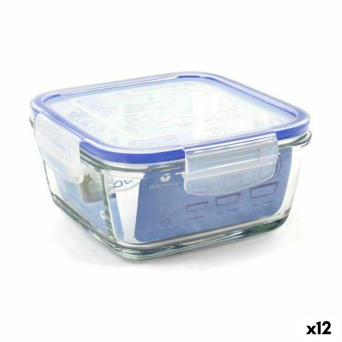 Cutie pentru prânz ermetică Borgonovo Superblock Pătrat 15 x 15 x 7,5 cm (12 Unități)