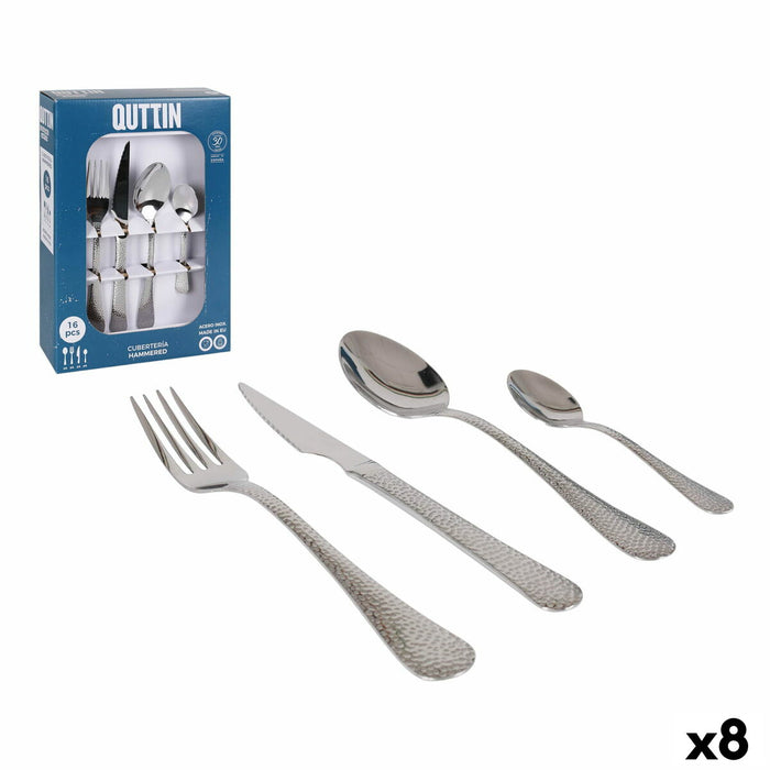 Set de Tacâmuri Quttin Hammered 16 Piese Argintiu (8 Unități)