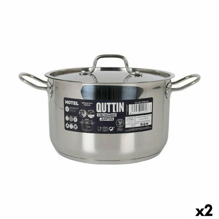 Oală cu capac Quttin Hotel Oțel ø 24 x 15 cm (2 Unități)