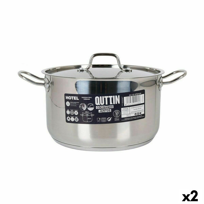 Oală cu capac Quttin Hotel Oțel ø 26 x 15 cm (2 Unități)