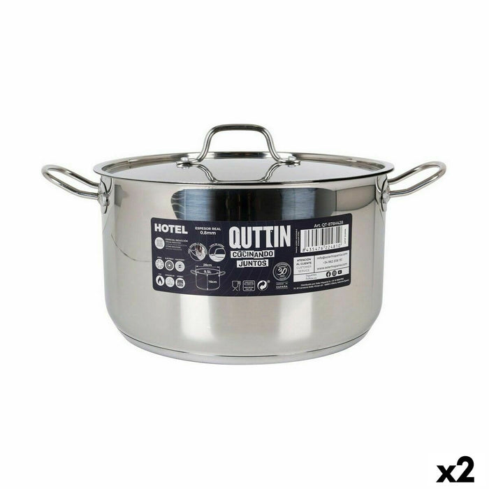 Oală cu capac Quttin Hotel Oțel ø 28 x 16 cm (2 Unități)