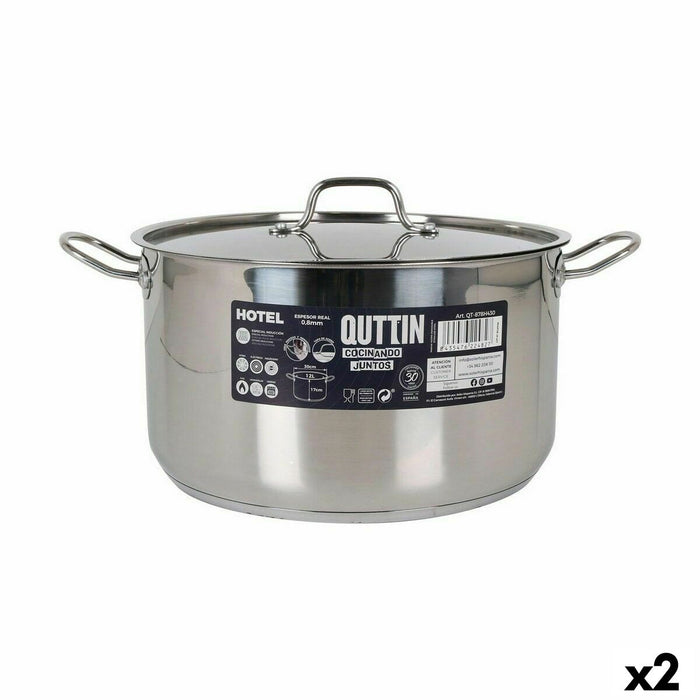 Oală cu capac Quttin Hotel Oțel ø 30 x 17 cm (2 Unități)