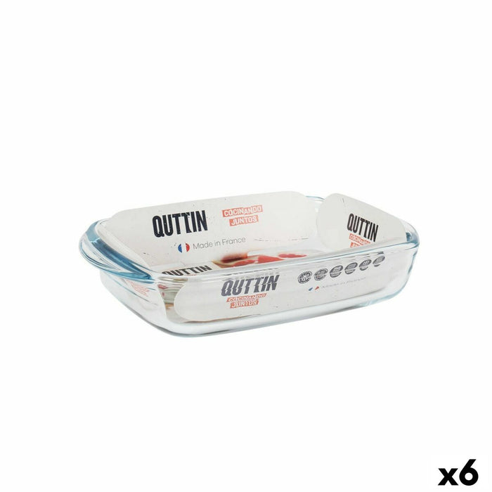 Vas pentru Cuptor Quttin Sticlă Dreptunghiular 950 ml 22,8 x 14,9 x 4,5 cm (6 Unități)