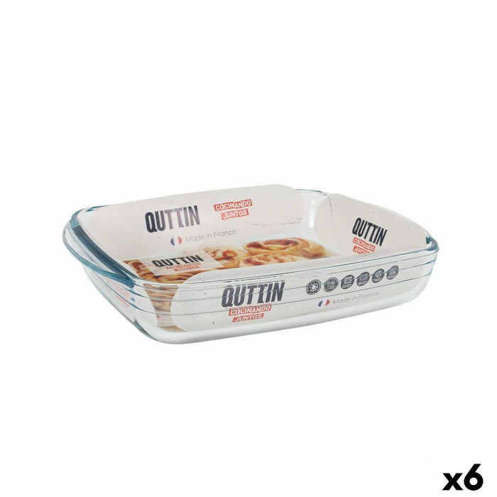 Vas pentru Cuptor Quttin 1,9 L Sticlă Dreptunghiular 28 x 19,9 x 5 cm (6 Unități)