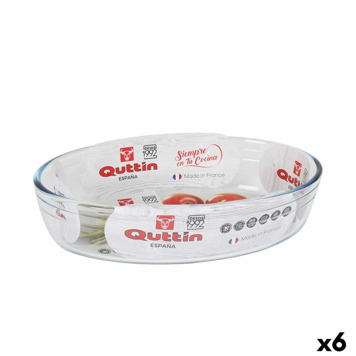 Vas pentru Cuptor Quttin 1,8 L Sticlă Oval 26,2 x 17,8 x 6,1 cm (6 Unități)