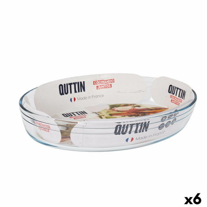 Vas pentru Cuptor Quttin Transparent 3,4 L Sticlă Oval 35,1 x 24,1 x 6,5 cm (6 Unități)