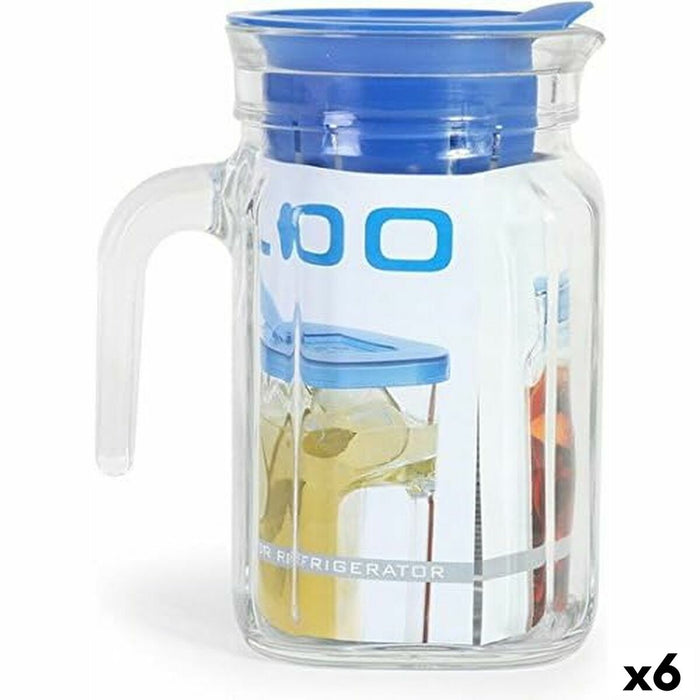 Carafă cu Capac și Dozator Borgonovo Igloo Pătrat Albastru 600 ml (6 Unități)