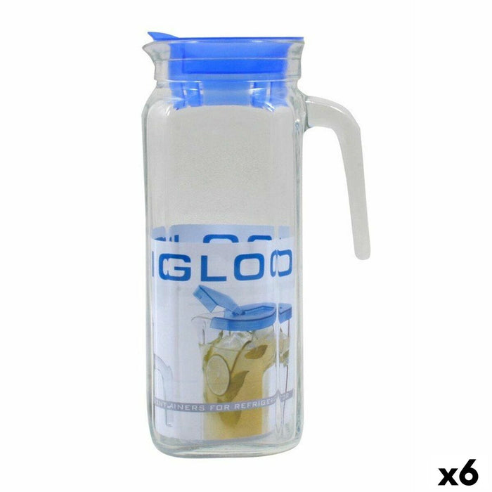 Carafă Borgonovo Igloo Transparent Sticlă Albastru 1,2 L (6 Unități)