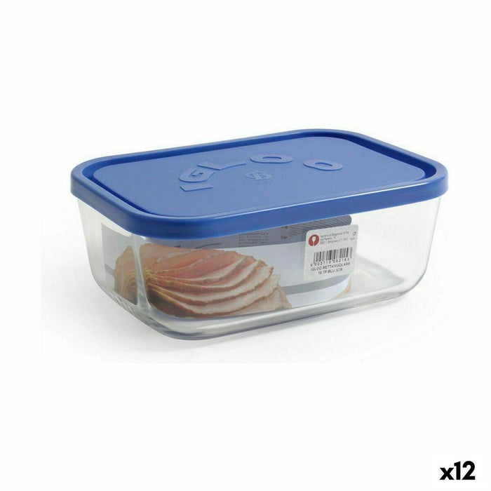 Cutie pentru Prânz Borgonovo Albastru Dreptunghiular 1,3 L 19 x 13,5 x 7,2 cm (12 Unități)