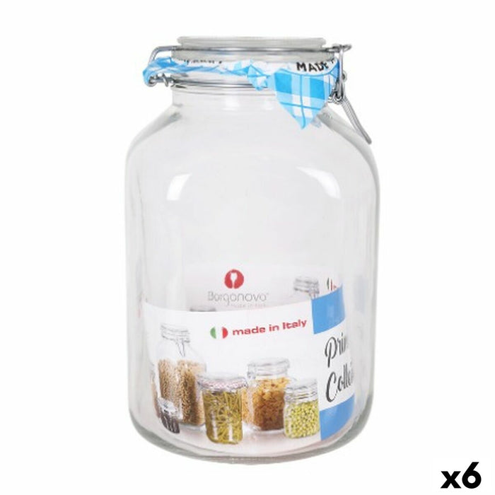 Borcan Borgonovo Ermetic Transparent Geam 4,25 L 14,5 x 14,5 x 26 cm (6 Unități)