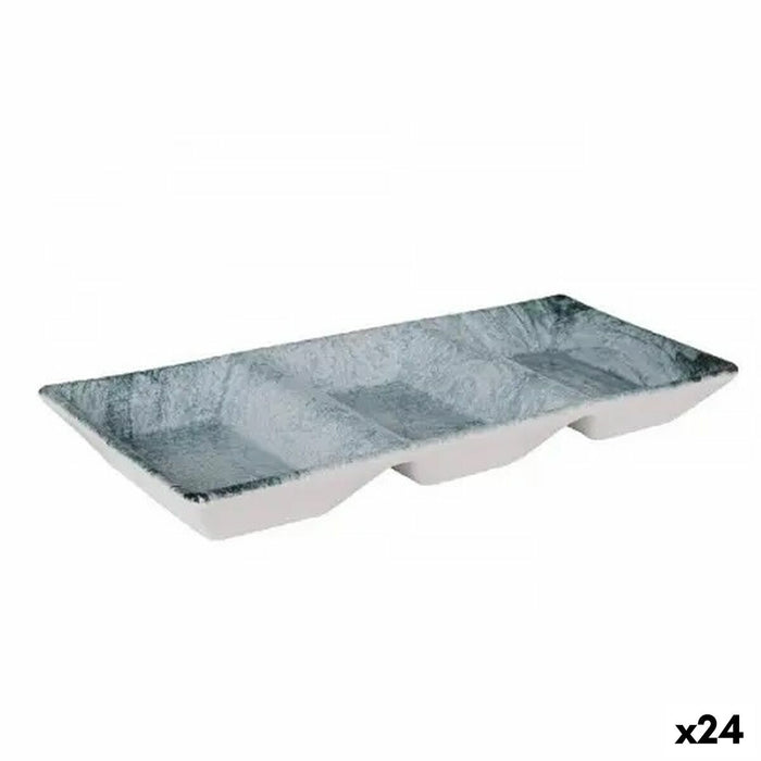 Tavă pentru gustari La Mediterránea Dalian 3 Compartimente 25 x 11 x 3 cm (24 Unități)