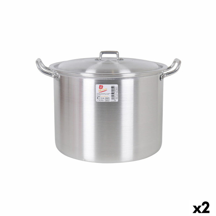 Oală cu capac Aluminiu 36 x 30 x 26 cm (2 Unități)
