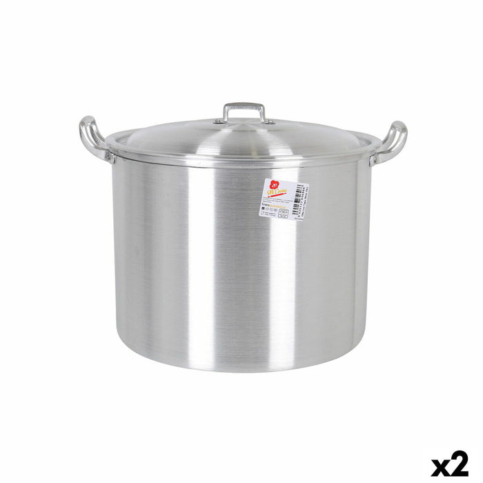 Oală cu capac Aluminiu 39 x 33 x 27 cm (2 Unități)