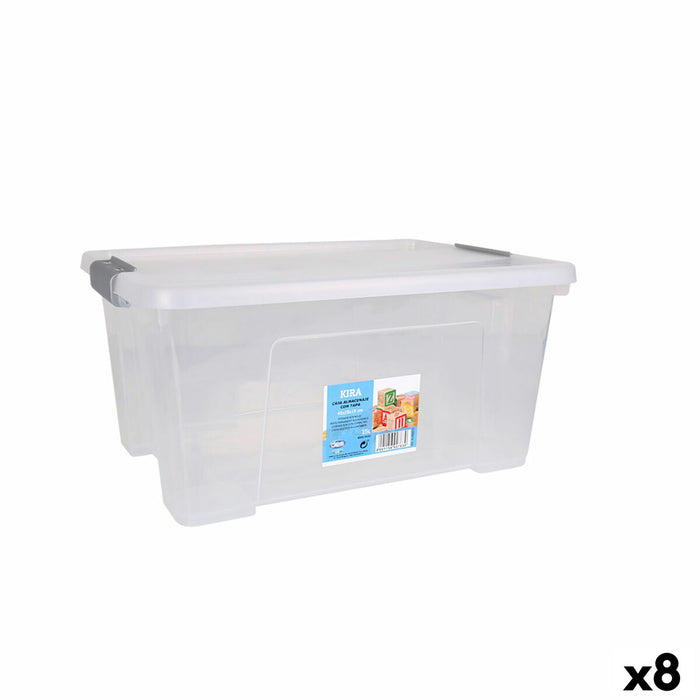 Cutie de depozitare cu capac Dem Kira Plastic Transparent 15 L 40 x 28 x 19 cm (8 Unități)
