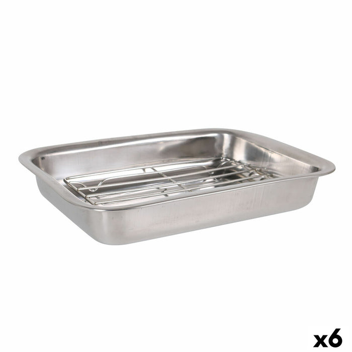 Tavă pentru Cuptor Quttin Oțel Argintiu Dreptunghiular 27,7 x 20,3 cm (6 Unități)