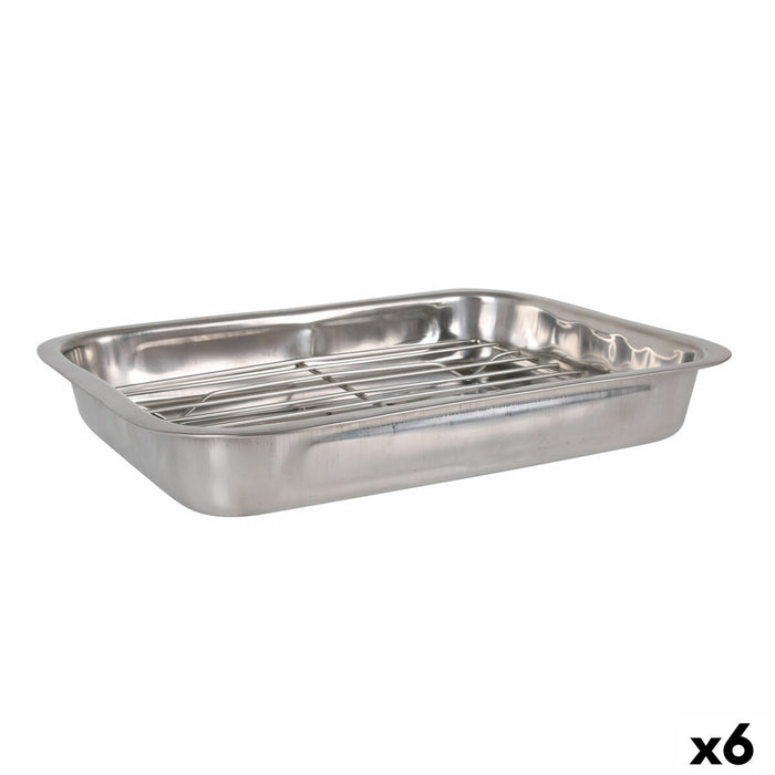 Tavă pentru Cuptor Quttin Oțel Argintiu Dreptunghiular 32,7 x 23,5 cm (6 Unități)