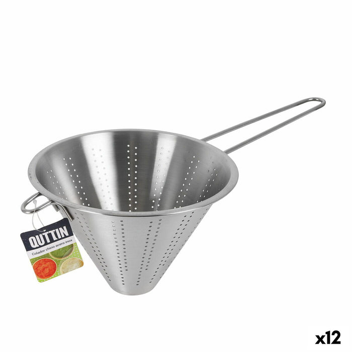 Strecurătoare conică Quttin Oțel inoxidabil Argintiu Ø 20,5 cm (12 Unități)
