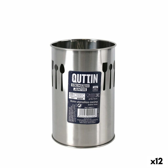 Suport pentru ustensile de bucătărie Quttin Oțel inoxidabil Argintiu 10 x 15 x 10 cm (12 Unități)