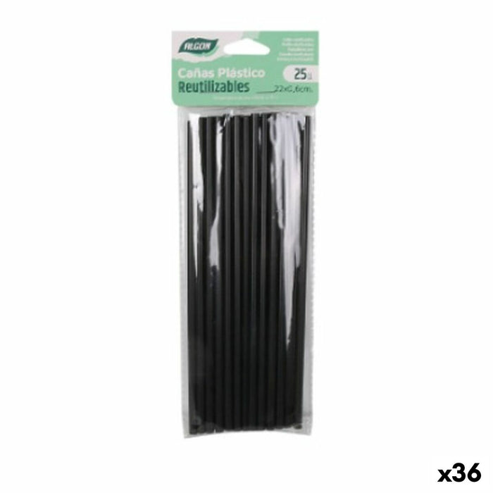 Paie reutilizabile Algon Negru Plastic 36 Unități 22 cm 6 mm