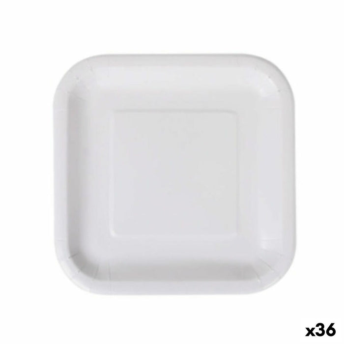 Set de farfurii Algon De unică folosință Alb Carton Pătrat 20 cm (36 Unități)