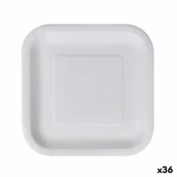 Set de farfurii Algon De unică folosință Alb Carton Pătrat 23 cm (36 Unități)