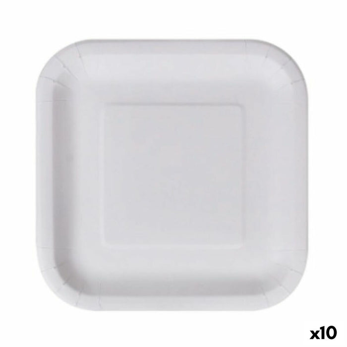 Set de farfurii Algon De unică folosință Alb Carton Pătrat 23 cm (10 Unități)
