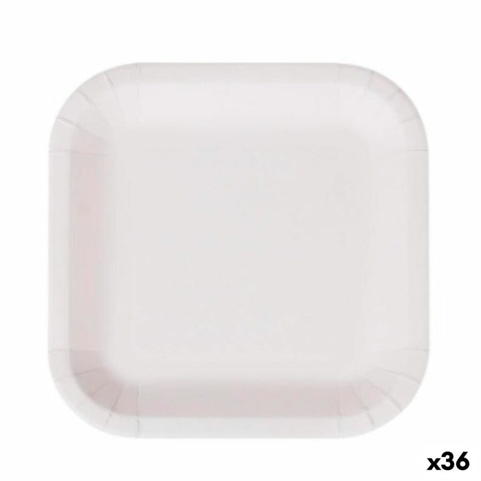 Set de farfurii Algon De unică folosință Alb Carton Pătrat 26 cm (36 Unități)