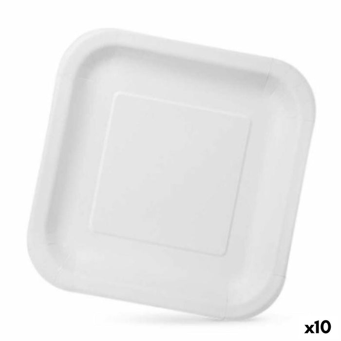 Set de farfurii Algon De unică folosință Alb Carton 23 x 23 x 1,5 cm (10 Unități)
