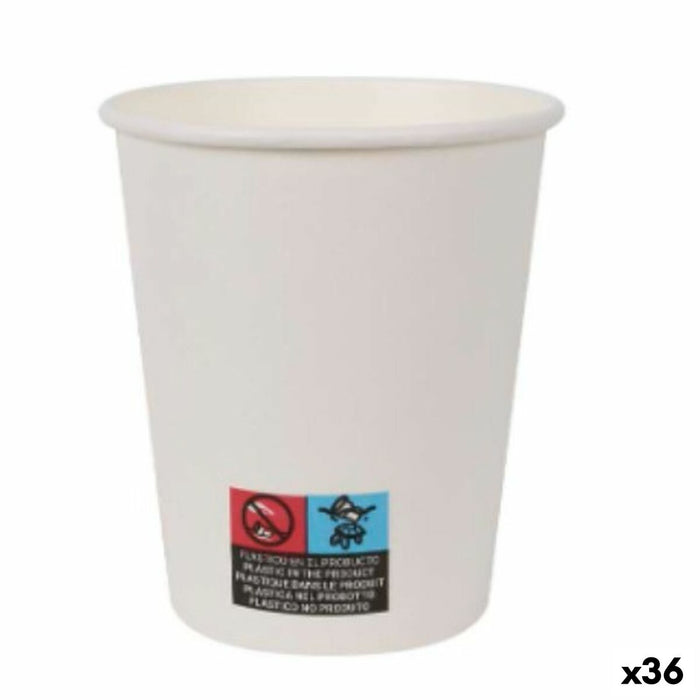 Set de pahare Algon Carton De unică folosință Alb 250 ml 36 Unități (15 Piese)