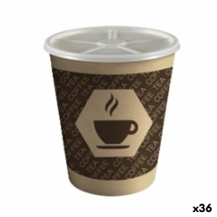 Pahar cu Capac Algon Carton De unică folosință Cafea 36 Unități (12 Piese)