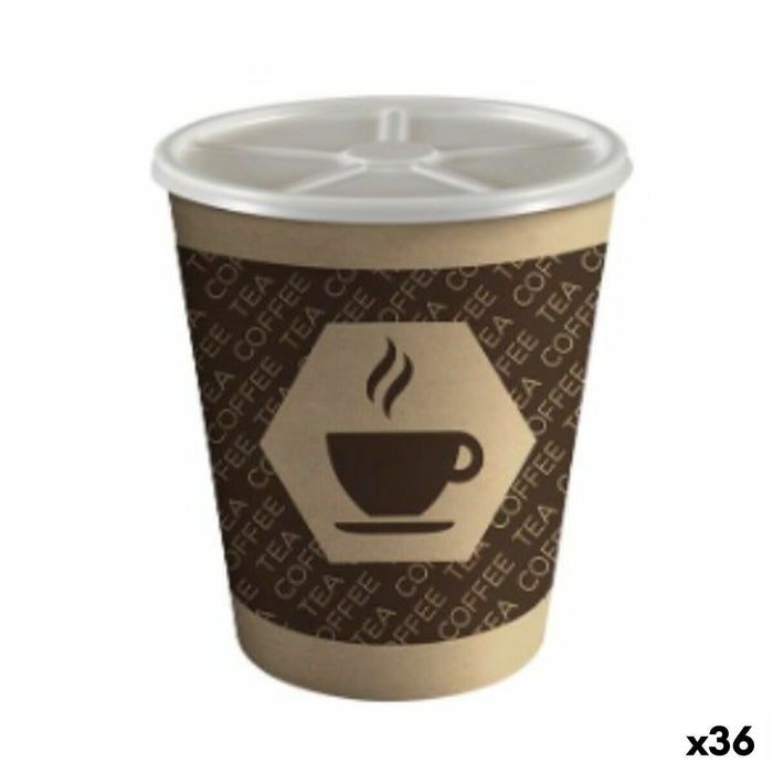Pahar cu Capac Algon Carton De unică folosință Cafea 36 Unități (10 Piese)