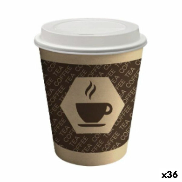 Pahar cu Capac Algon Carton De unică folosință Cafea 36 Unități (10 Piese)