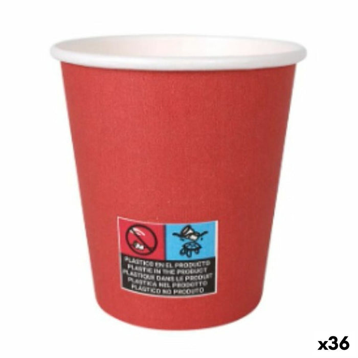 Set de pahare Algon Carton De unică folosință 200 ml Roșu 36 Unități (24 Piese)