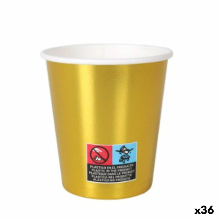 Set de pahare Algon Carton De unică folosință Auriu* 36 Unități 200 ml (10 Piese)