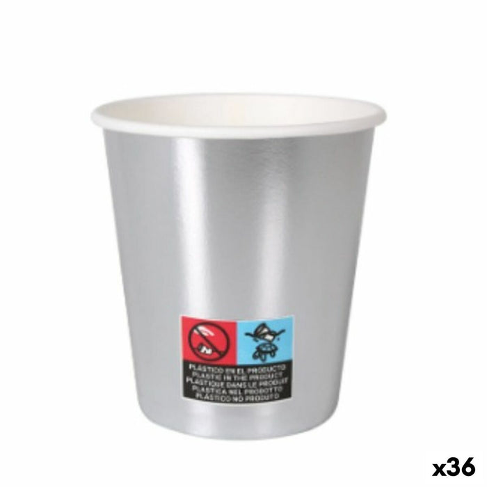 Set de pahare Algon Carton De unică folosință Argintiu 36 Unități 200 ml (10 Piese)