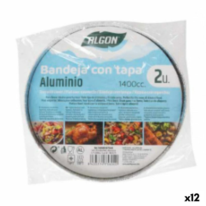 Tavă cu capac Algon Rotundă Aluminiu 1,4 L 21 x 21 x 6,5 cm (12 Unități)