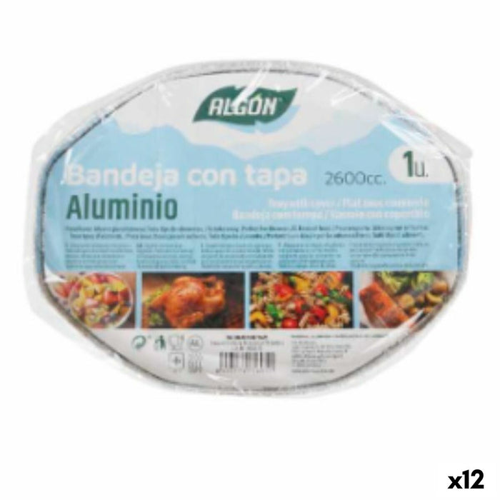 Tavă cu capac Algon Aluminiu Oval 2,6 L 25 x 20 x 9,7 cm (12 Unități)
