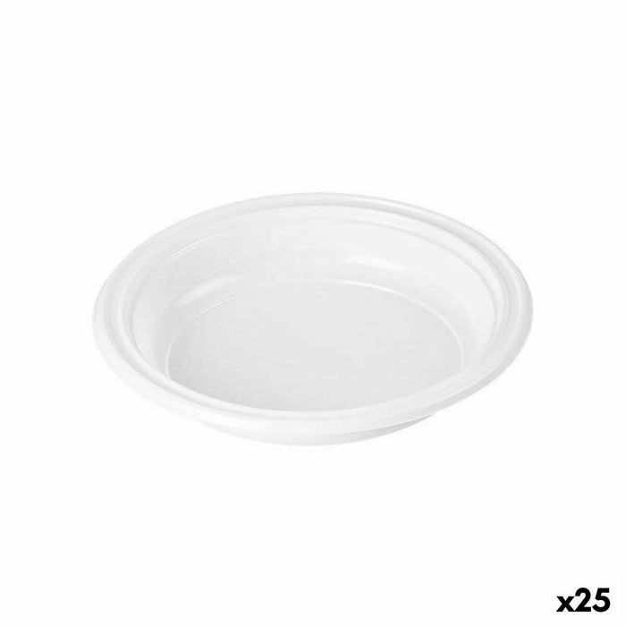 Set de farfurii reutilizabile Algon Alb Plastic 20,5 x 20,5 x 3 cm (24 Unități)