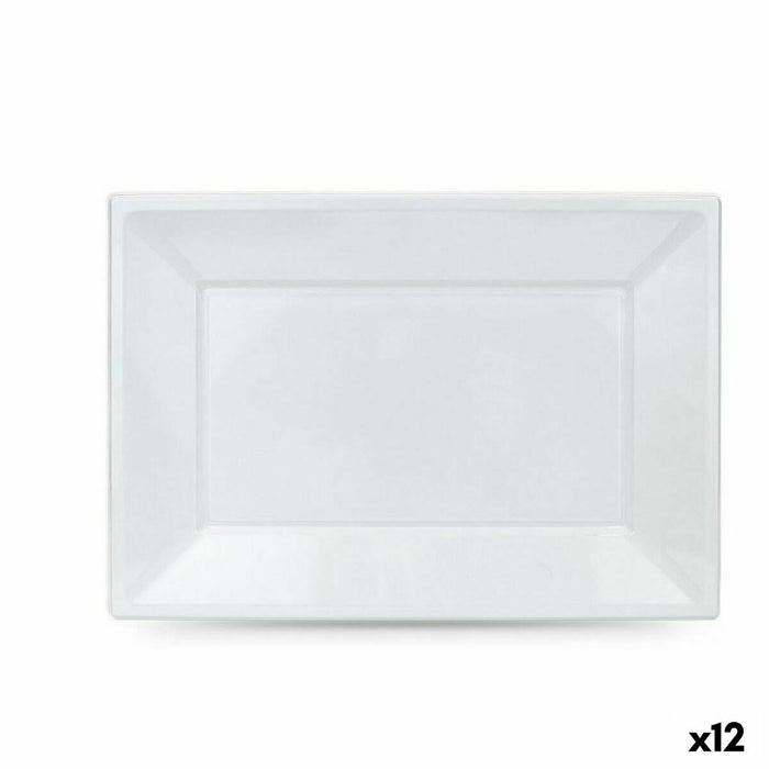 Set de farfurii reutilizabile Algon Alb Plastic Dreptunghiular 33 x 23 x 2 cm (12 Unități)