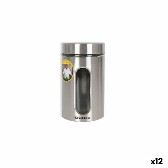 Borcan Quttin Transparent Argintiu Sticlă Oțel 1 L 10 x 10 x 17,5 cm (12 Unități)