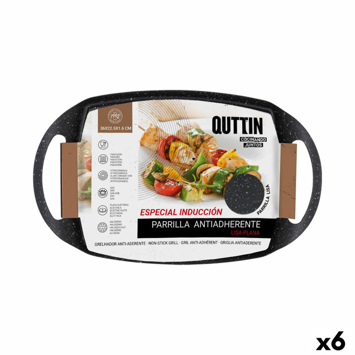 Plită Grill cu Suprafață Netedă Quttin 36 x 22,5 x 1,6 cm (6 Unități)