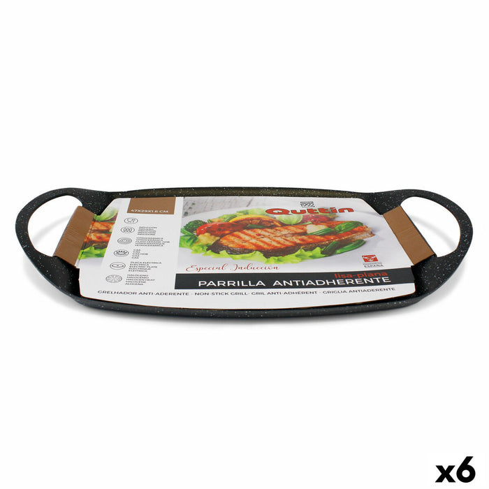 Plită Grill cu Suprafață Netedă Quttin 47 x 29 x 1,6 cm (6 Unități)